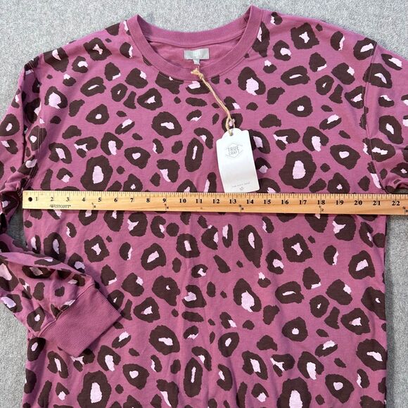 True Craft Leopard Print Crew Neck Pullover Top Size XL Purple Long Sleeve New - Picture 5 of 7